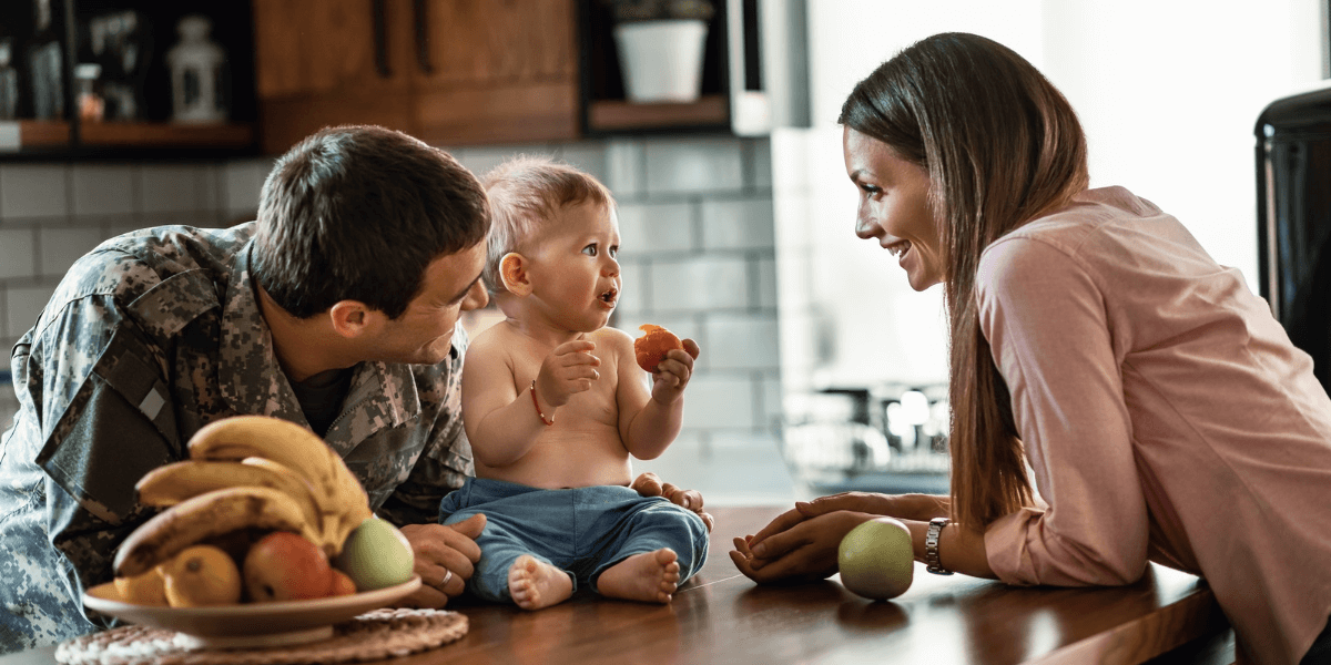 Military Family Around Dinner Table